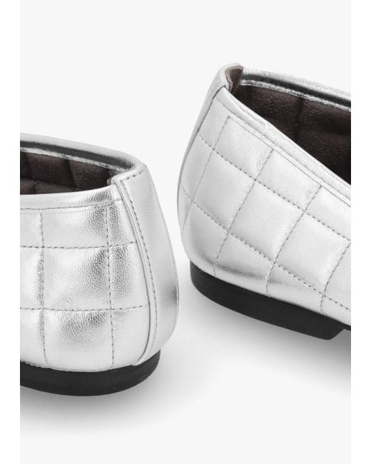 Kennel & Schmenger White Joy Silver Leather Quilted Ballet Pumps