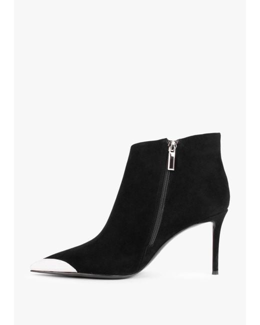 Daniel Setan Black Suede Toe Cap Heeled Ankle Boots