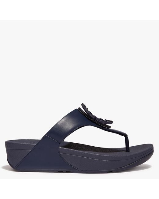 Fitflop Blue Lulu Crystal Circlet Leather Toe Post Sandals