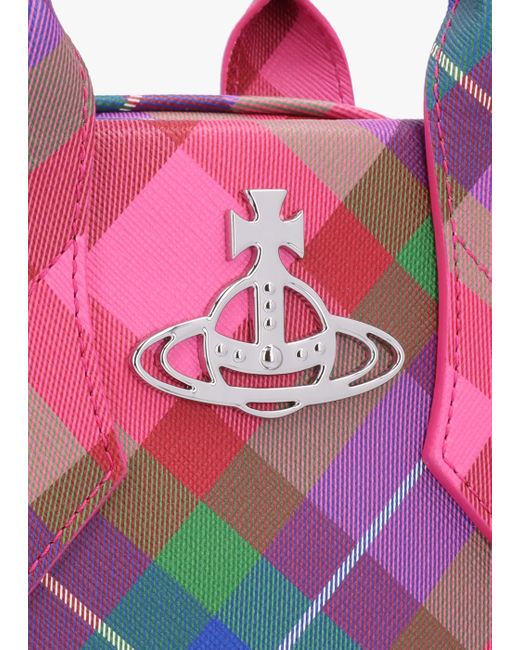 トートバッグ Vivienne Westwood Mini Yasmin Tote Bag Candy Tartan 5C010006 Vivienne Westwood Yasmine Medium Candy Tartan Tote Bag in