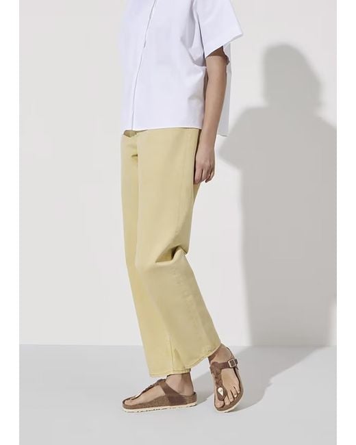 Birkenstock White Gizeh Braided Cognac Oiled Leather Toe Post Sandals