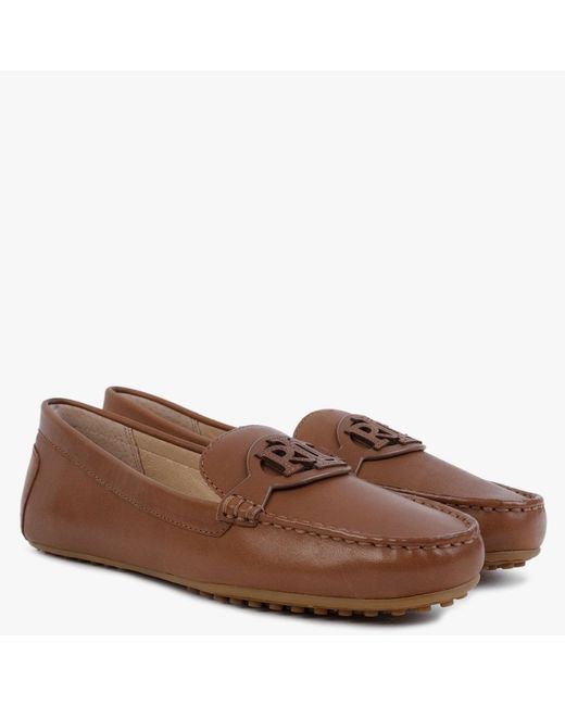 Lauren by Ralph Lauren Brynn Driver Polo Tan Leather Loafers in Brown | Lyst