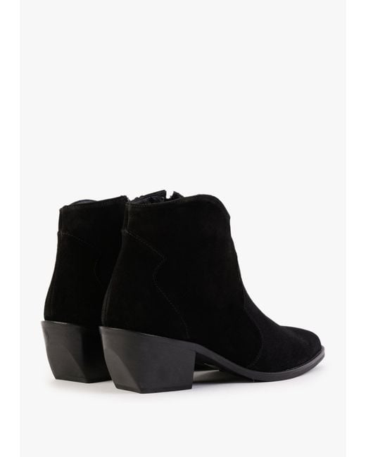 Daniel Becks Black Suede Western Ankle Boots