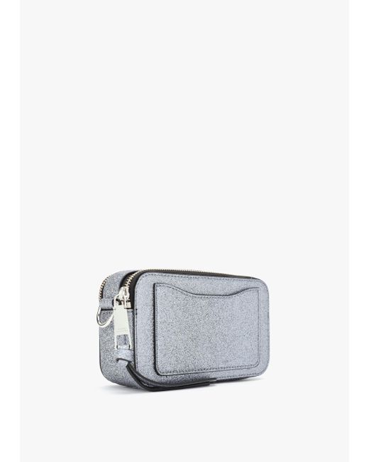 Marc Jacobs White The Snapshot Galactic Glitter Silver Leather Camera Bag