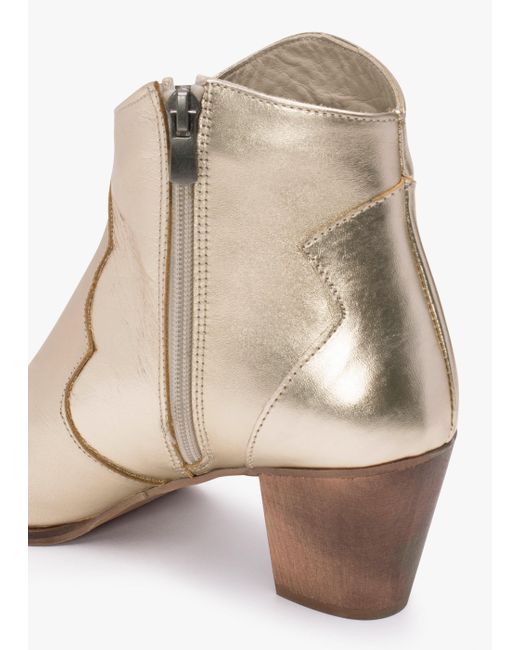 Daniel Natural Barara Gold Leather Western Ankle Boots