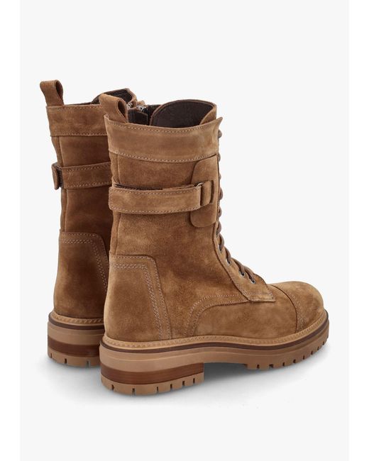 Daniel Brown Idris Tan Suede Ankle Strap Biker Boots