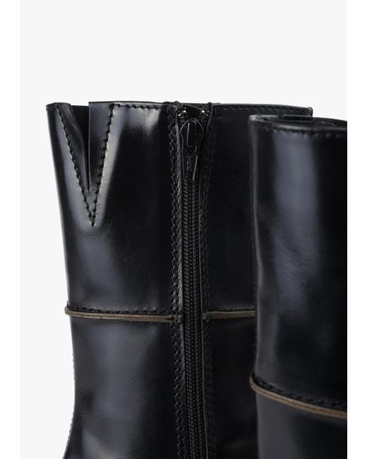 Miista Dahlia Black Leather Square Toe Boots