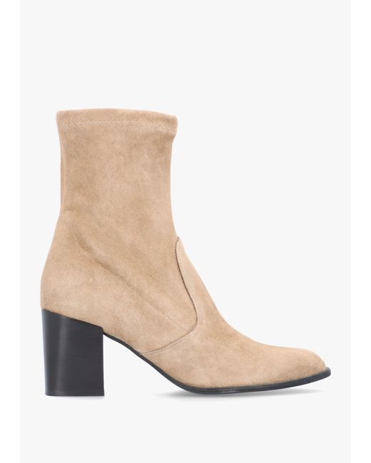 Evaluna Natural Kaky Suede Block Heel Ankle Boots