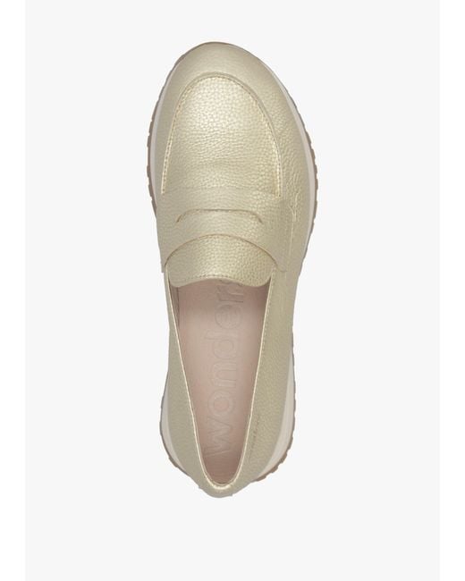 Wonders Natural Towanda Platino Leather Loafers