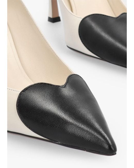 Daniel White Elove Cream Leather Heart Toe Cap Court Shoes