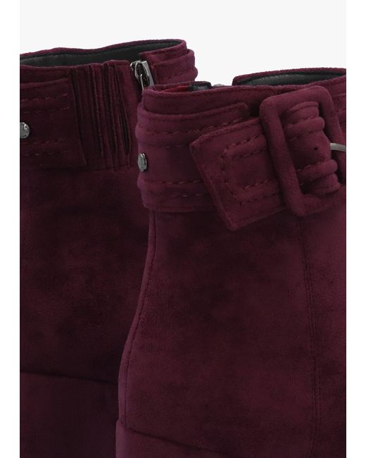 Moda In Pelle Purple Pacina Burgundy Buckle Strap Block Heel Ankle Boots