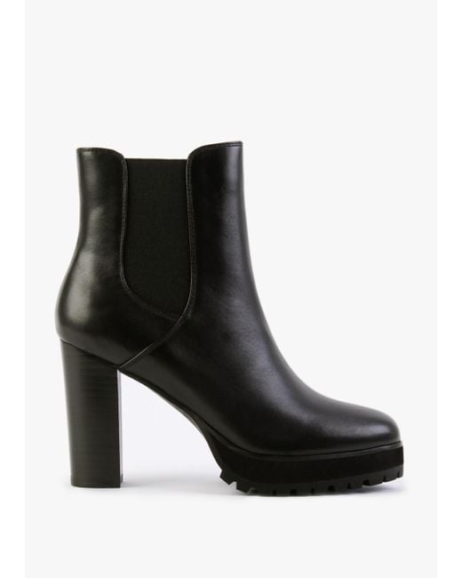 Daniel Slock Black Leather Block Heel Chelsea Boots
