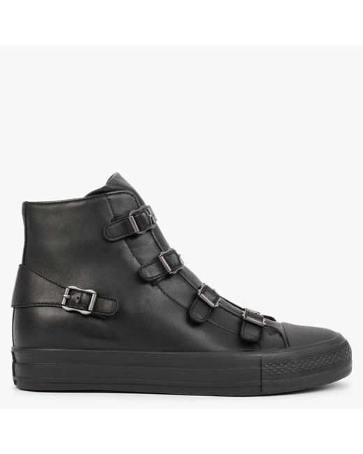 Ash Virgin Ii Black Leather Buckled High Top Trainers