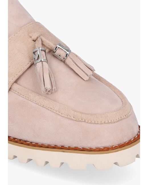 Moda In Pelle Pink Etana Stone Suede Backless Loafers