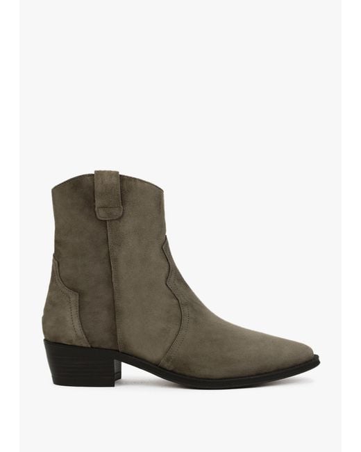 Alpe Green Lunette Khaki Suede Cowboy Boots
