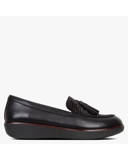Fitflop Black Petrina Leather Moccasin Loafers