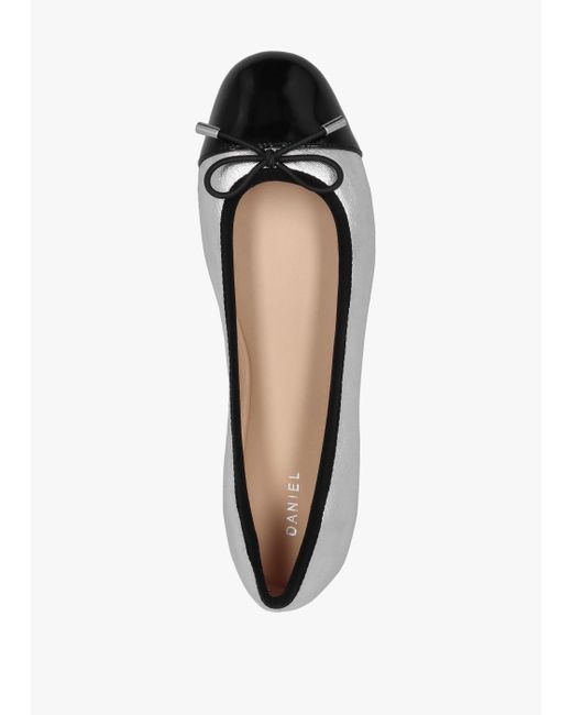 Daniel White Iball Silver Leather Patent Toe Cap Ballet Pumps