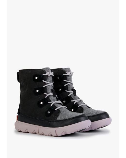 Sorel Black Explorer Ii Joan Felt Jet Vapor Suede Ankle Boots