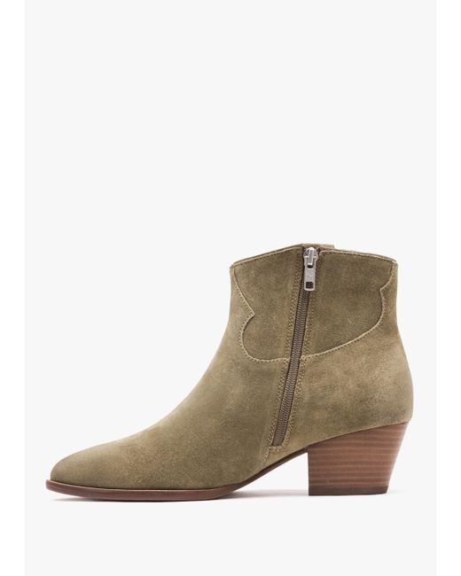 Ash Green Houston Dune Suede Western Ankle Boots