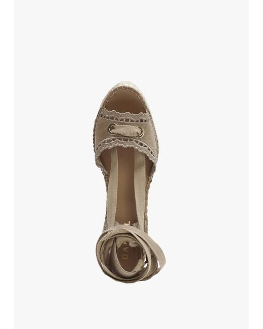 Daniel Natural Ilazer Beige Suede Laser Cut Edge Ankle Tie Wedge Espadrilles