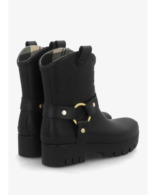 Barbour Black Elley Harness Wellington Boots