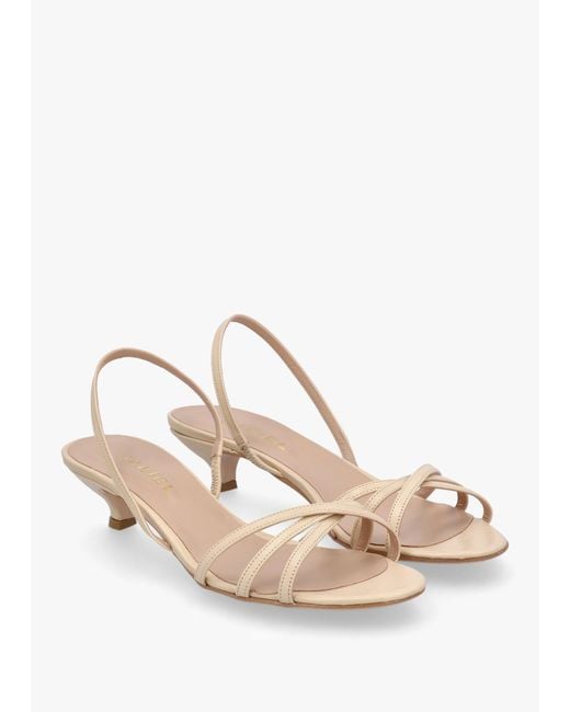 Daniel Natural Akittie Beige Leather Kitten Heel Sandals