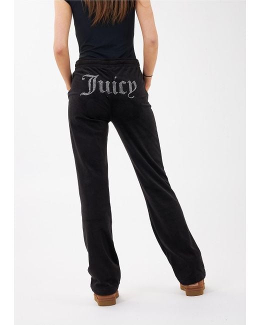 Juicy Couture Tina Black Velour Diamante Track Pants