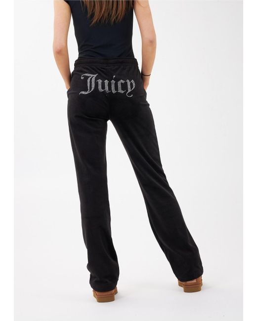 Juicy Couture Tina Black Velour Diamante Track Pants Lyst