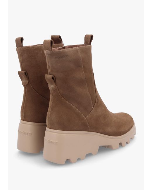 Wonders Brown Leeds Taupe Suede Wedge Ankle Boots