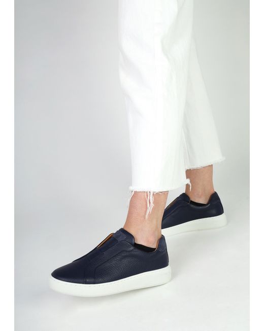 Daniel Blue Viola Tumbled Leather Low Profile Trainers