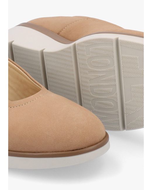 Fly London White Numa Taupe Leather Low Wedge Pumps