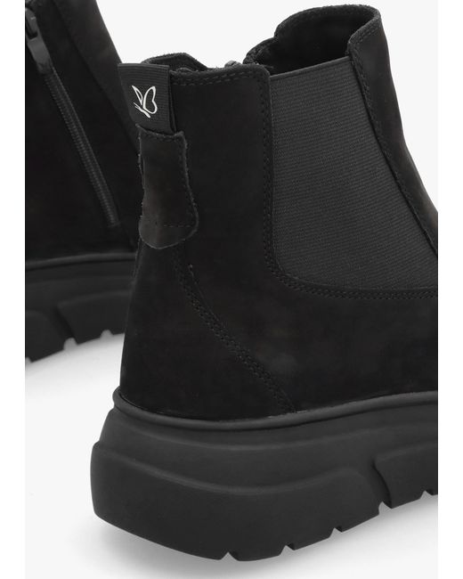 Caprice Black Nubuck Ankle Boots