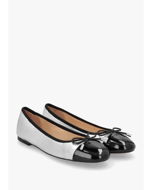 Daniel White Iball Silver Leather Patent Toe Cap Ballet Pumps