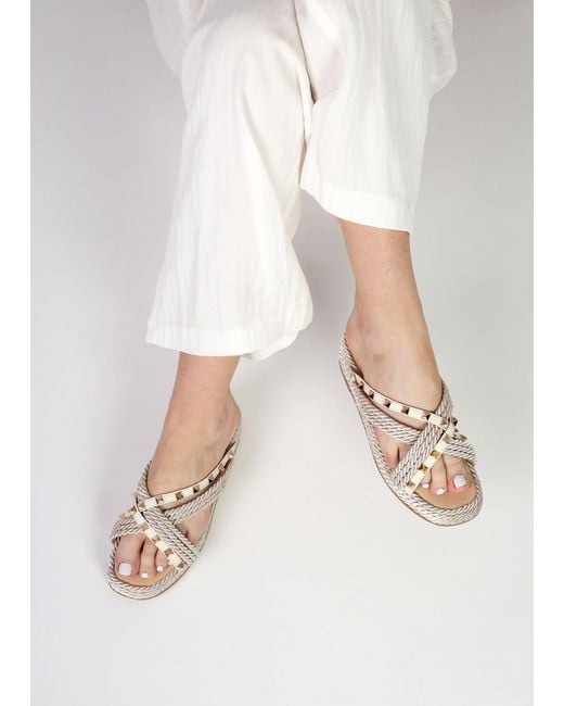 Daniel Multicolor Popey Cream Rope Slab Wedge Mules