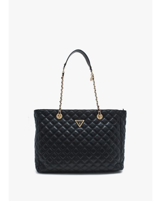 Guess Giully Black Quilted Tote Bag Lyst Australia