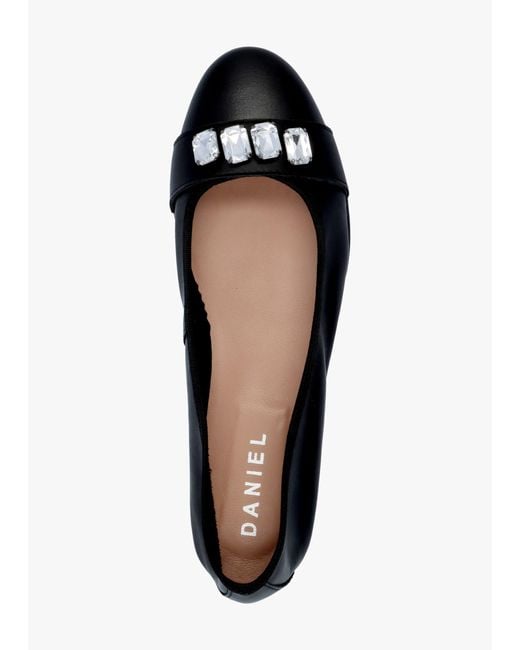 Daniel Linky Black Leather Embellished Ballet Pumps