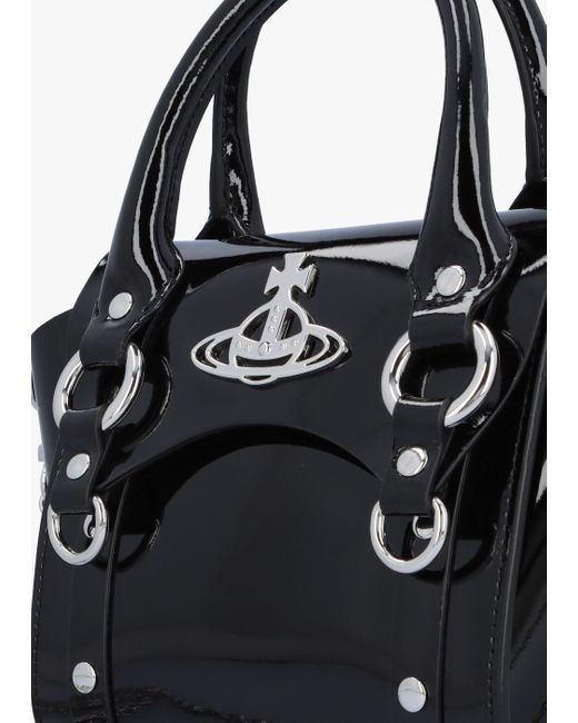 Vivienne Westwood Black S Betty Mini Shiny Patent Leather Tote Bag