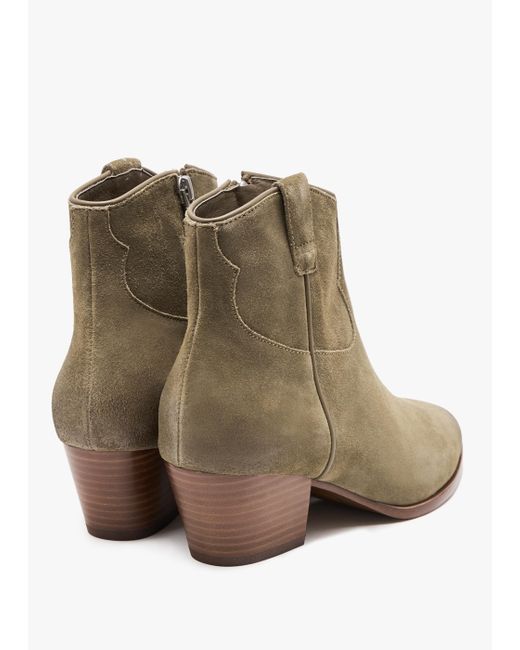 Ash Green Houston Dune Suede Western Ankle Boots