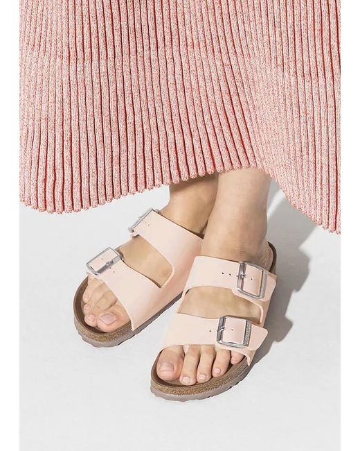 Birkenstock Pink Arizona Vegan Light Rose Birko-Flor Two Bar Mules