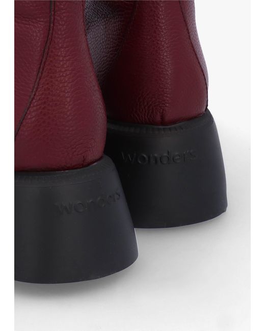 Wonders Purple Atari Burgundy Leather Ankle Boots