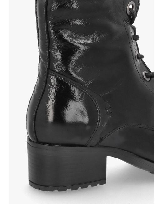 Moda In Pelle Bezzie Black Patent Leather Block Heel Ankle Boots