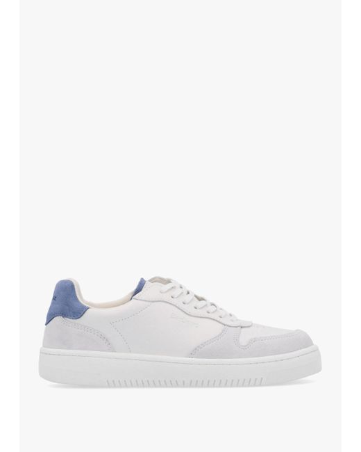 Barbour Celeste White Chambray Leather Trainers