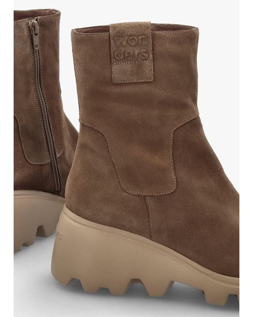 Wonders Brown Wedge Ankle Boots