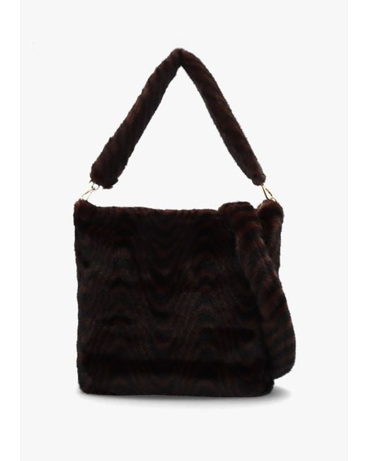Daniel Black Large Furry & Swirl Faux Fur Shoulder Bag