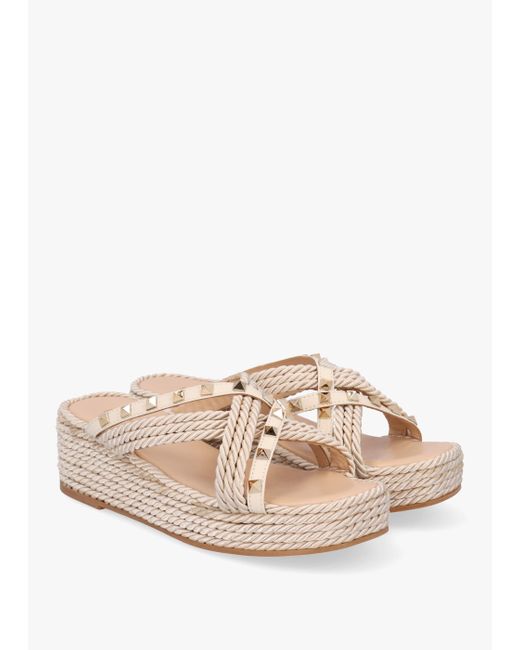 Daniel Multicolor Popey Cream Rope Slab Wedge Mules
