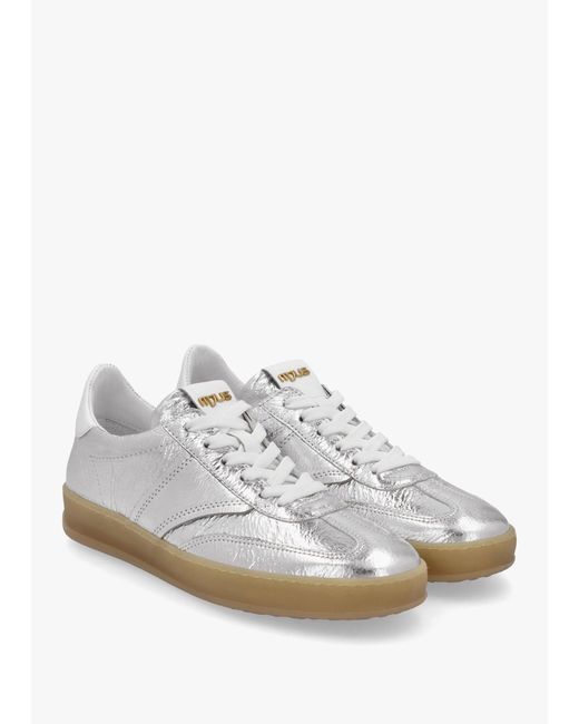 Mjus White Genova Metallic Leather Trainers
