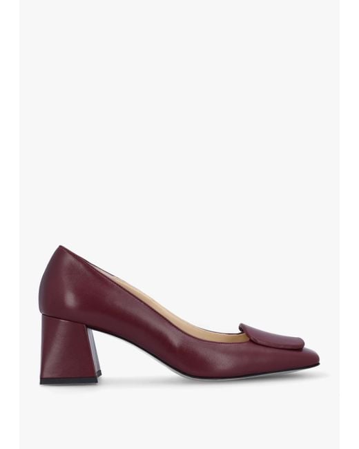Daniel Purple Nessie Burgundy Leather Block Heel Court Shoes