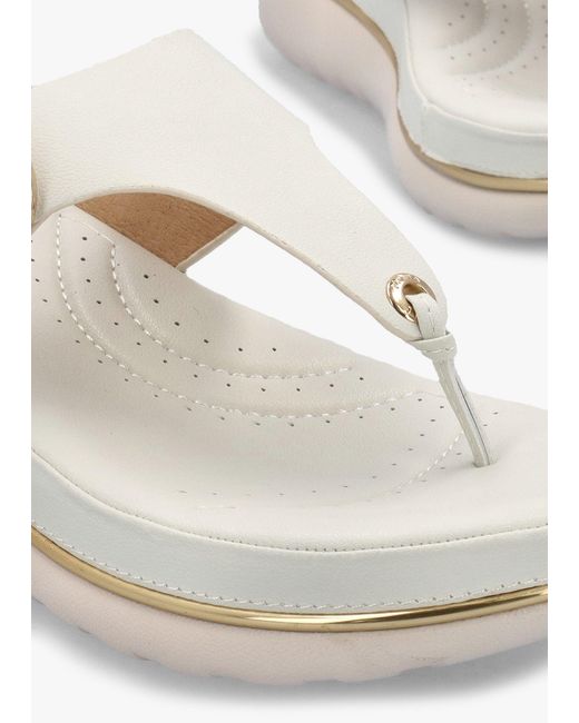 Moda In Pelle White Jesse Off Toe Post Wedge Sandals