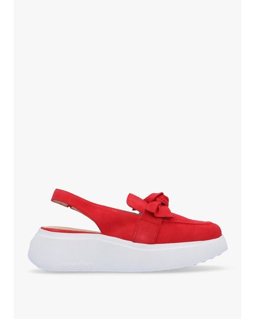 Wonders Red Winger Rojo Suede Knotted Sling Back Moccasins