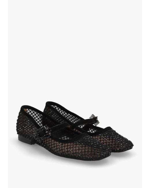 Daniel Alma Black Suede Crystal Mesh Mary Jane Pumps
